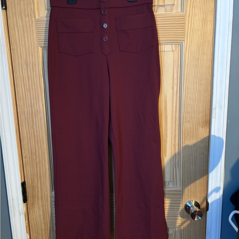 HALARA Wide Leg Burgundy Pants